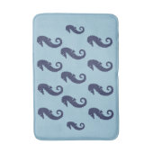 Bath Mat - Sea Horses (Navy Blue) on Blue Badematte (Vorderseite Vertikal)