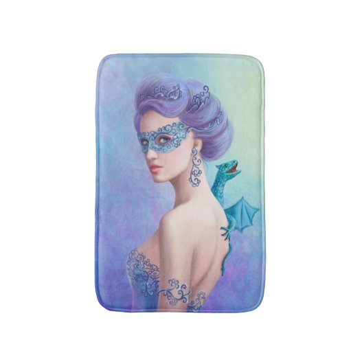 Bath Mat Snowqueen in Maske mit blauem Drachen Badematte (Vorderseite Vertikal)
