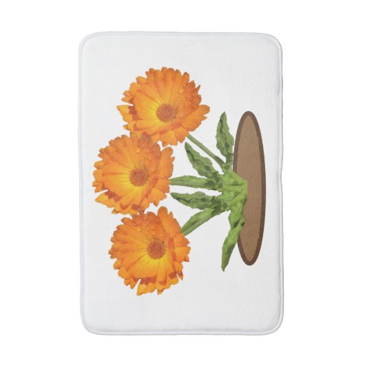 Bath Mat - Three Orange Calendula Badematte (Vorderseite Vertikal)