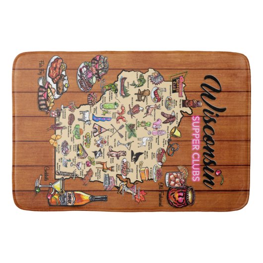 Bath Mat - Wisconsin Supper Club Karte Badematte (Vorderseite)