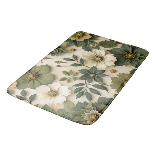 Bath Mats & Rugs green flowers pattern  Badematte (Schrägansicht)
