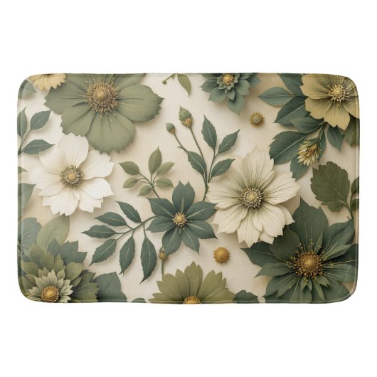 Bath Mats & Rugs green flowers pattern  Badematte (Vorderseite)