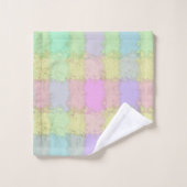 Bath Set Multicolor Pastell Kariert (Waschlappen)