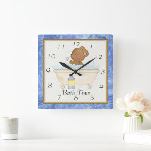 Bath Time Beer Clock Quadratische Wanduhr