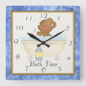 Bath Time Beer Clock Quadratische Wanduhr (Vorderseite)