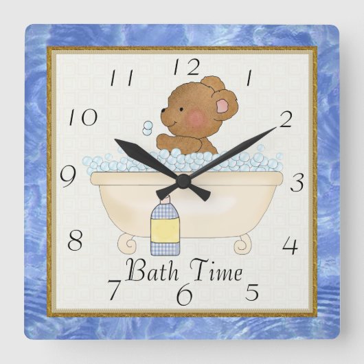 Bath Time Beer Clock Quadratische Wanduhr (Vorderseite)
