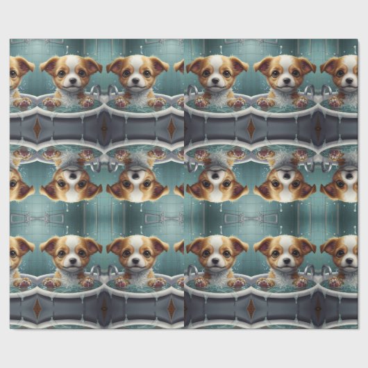 Bath-time Buddies Tiere in einem Bad Geschenkpapier (Saum)