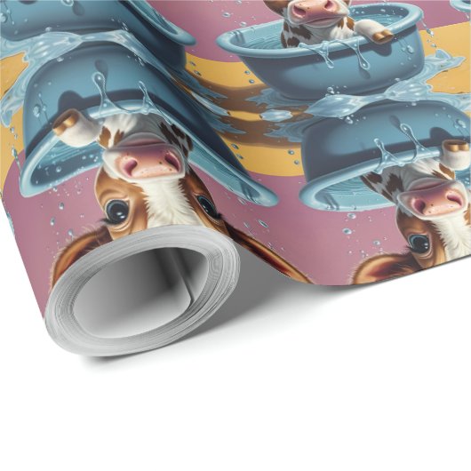 Bath-time Buddies Tiere in einem Bad Geschenkpapier (Rolleneckpunkt)