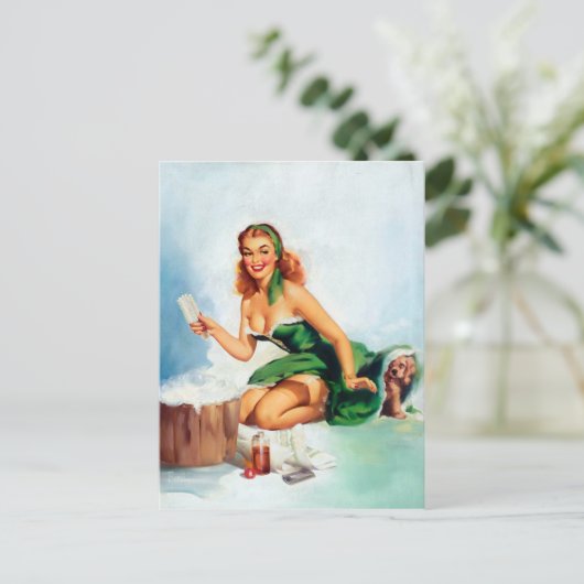 Bath Time Button up Postkarte (Stehend Vorderseite)