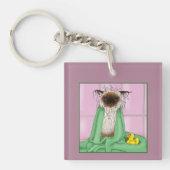 Bath Time Cat Groomer-Firmenlogo Schlüsselanhänger (Vorderseite)