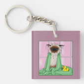 Bath Time Cat Groomer QR Schlüsselanhänger (Vorderseite)