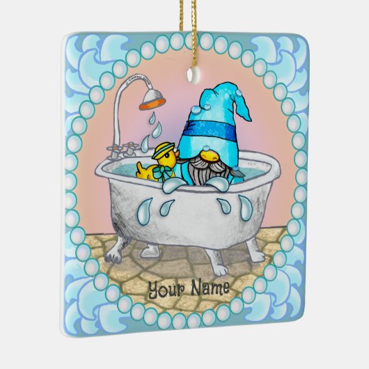 Bath Time Gnome Keramikornament (Rechts)
