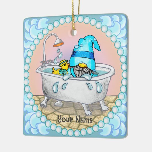 Bath Time Gnome Keramikornament (Links)