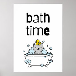 Bath Time Niedlich Kawaii Bathtub Poster