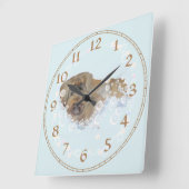 Bath Time Pekingese Duo Quadratische Wanduhr (Winkel)
