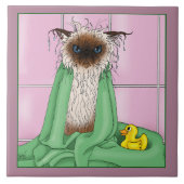 Bath Time Siamese Cat Fliese (Vorderseite)