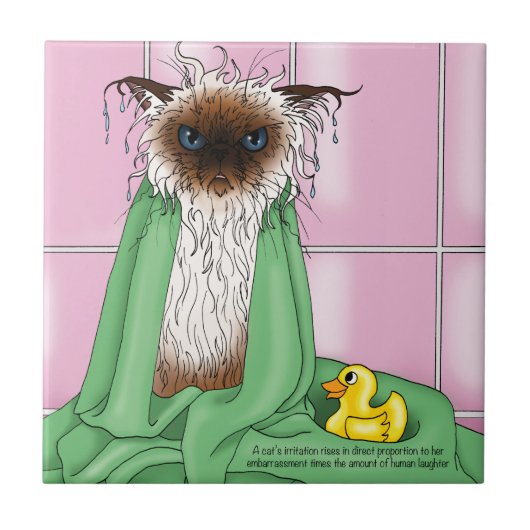 Bath Time Siamese Cat Fliese (Vorderseite)