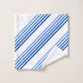 Bath Towel Set - Blue lines in Five Shades (Waschlappen)