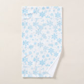 Bath Towels Blue Snowflakes Falling On White Badhandtuch Set (Handtuch)