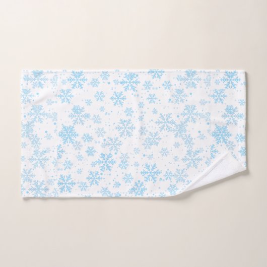 Bath Towels Blue Snowflakes Falling On White Badhandtuch Set (Handtuch)