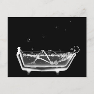 Bath Tub X-Ray Skeleton Black & White Postkarte
