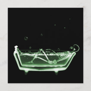 Bath Tub X-Ray Skeleton Green Einladung