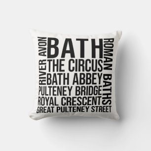 Bath, UK Sehenswürdigkeiten Typografie - England W Kissen