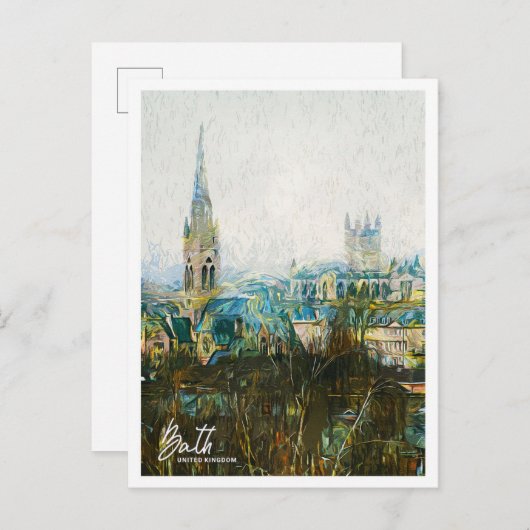 Bath United Oil Paint City Landscape Postkarte (Vorne/Hinten)