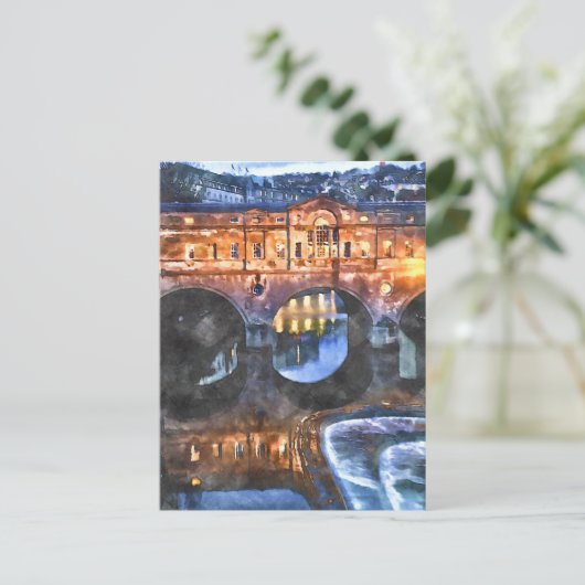 Bath Watercolor-Style Postkarte (Stehend Vorderseite)