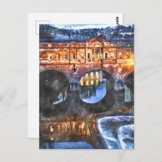 Bath Watercolor-Style Postkarte (Vorne/Hinten)