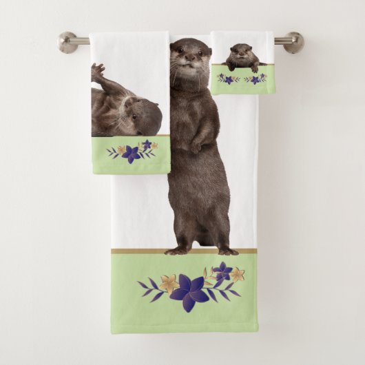 Bath Wild Animals Weasels - Baby Otters Badhandtuch Set (Insitu)