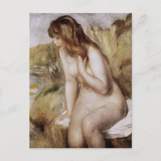 Bather sitzt auf einem Felsen, Pierre-Auguste Reno Postkarte (Vorderseite)