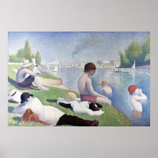 Bathers in Asnières Malerei von Georges Seurat Poster (Vorne)