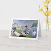 Bathers in Asnieres, Seurat Karte (Gelbe Blume)