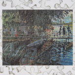 Bathers in La Grenouillère von Claude Monet Puzzle<br><div class="desc">Das Bathers at La Grenouillère (1869) von Claude Monet ist ein Vintages impressionistisches Kunstgemälde mit einem beliebten Boot- und Badebetrieb und einem schwimmenden Café an der Seine bei Bougival im Westen von Paris. Im Sommer 1869 lebte Monet bei La Grenouillère mit Camille und ihrem Sohn. Über den Künstler: Claude Monet...</div>