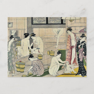 Bathhouse Women diptych by Torii, Kiyonaga Ukiyo-e Postkarte