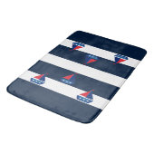 Bathmat - Blue Stripes Sailing Boat Badematte (Schrägansicht)