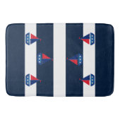 Bathmat - Blue Stripes Sailing Boat Badematte (Vorderseite)