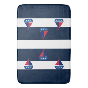 Bathmat - Blue Stripes Sailing Boat Badematte