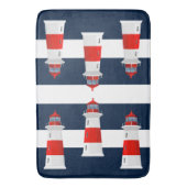 Bathmat - Leuchtturm mit blauen Streifen Badematte (Vorderseite Vertikal)