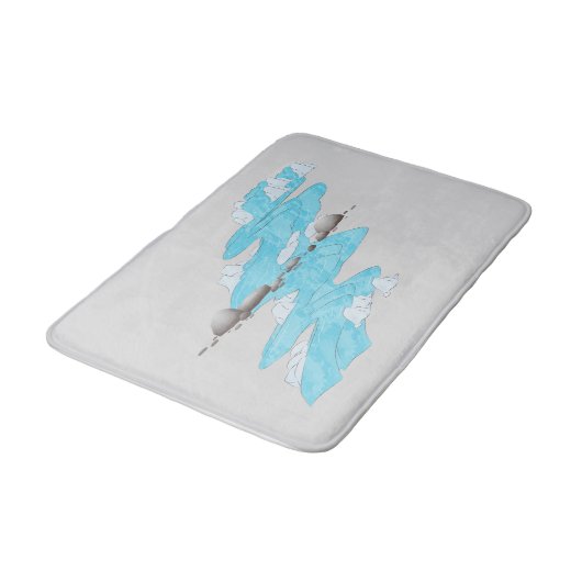 Bathmat mit blauem Wasser und Stein Badematte (Schrägansicht)