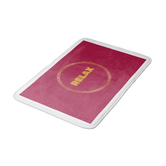 Bathmat Red "Relax" Bathmat mit Gold Akzent Badematte (Schrägansicht)
