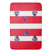 Bathmat - Red Stripes Segelboot Badematte (Vorderseite Vertikal)