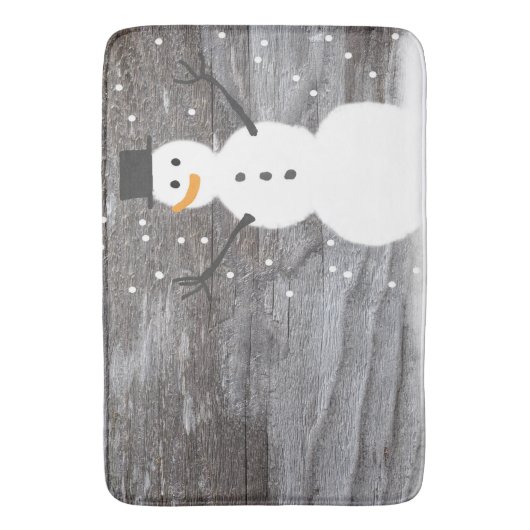 Bathmat rustikaler Weihnachtsschneemann Badematte (Vorderseite Vertikal)