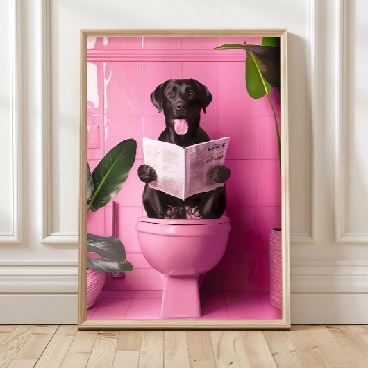 Bathroom Black Labrador Print Funny Posters Dog on Poster