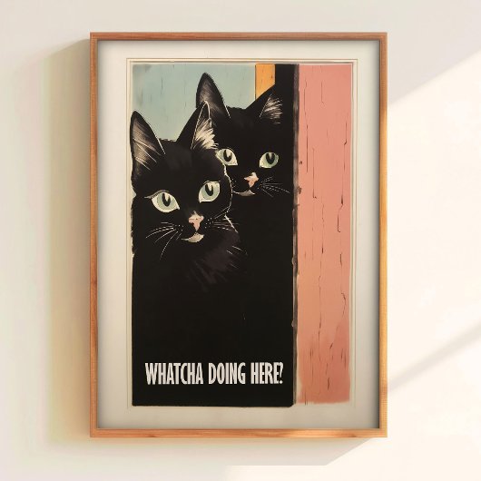Bathroom Cat Print For Toilet Wall Art Funny Black Poster