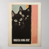 Bathroom Cat Print For Toilet Wall Art Funny Black Poster (Vorne)