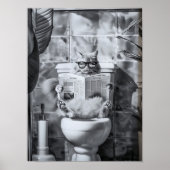 Bathroom Cat Print reading on toilet, Bathroom Wal Poster (Vorne)
