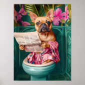 Bathroom Fawn French Bulldog Print Funny Poster Fr (Vorne)