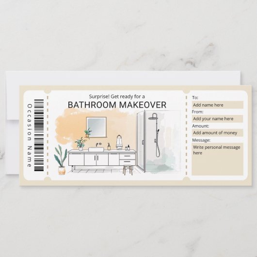 Bathroom Makeover Gift Certificate Einladung (Vorderseite)
